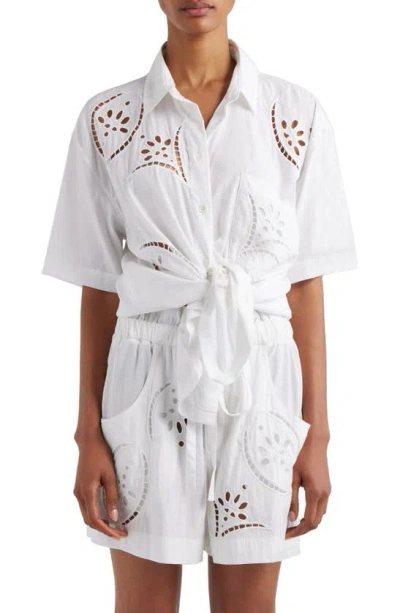 ISABEL MARANT BILYA EYELET BUTTON-UP SHIRT