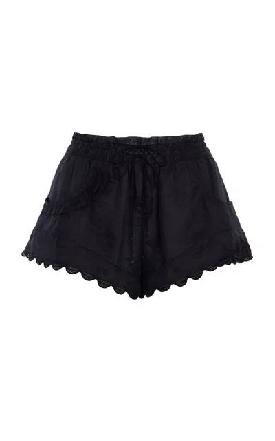 Isabel Marant Lola Broderie Anglaise Ramie Shorts In Black