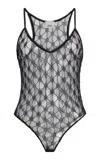 Isabel Marant Mildy Sheer Lace Bodysuit In Black