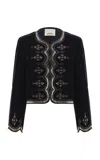 Isabel Marant Hady Embroidered Velvet Jacket In Black