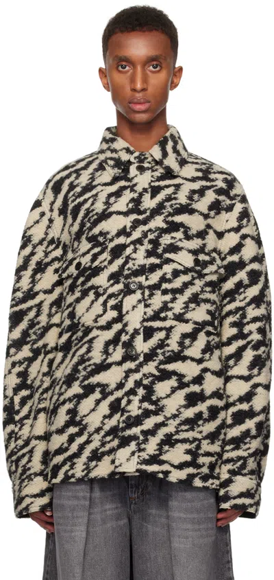 Isabel Marant Black & Beige Kervon Jacket In Bkbe Black/beige