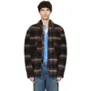 Isabel Marant Plaid Structured Collar Wool-blend Jacket In Brown