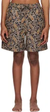 Isabel Marant Black & Brown Paisley Swim Shorts In Bkoc