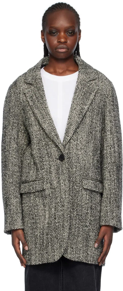 Isabel Marant Black & White Jilinka Coat In Bkec Black/ecru