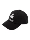 Isabel Marant Black Baseball Cap With Contrasting Logo Embroidery In Cotton Woman In Black