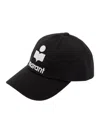 ISABEL MARANT BLACK BASEBALL CAP WITH CONTRASTING LOGO EMBROIDERY IN COTTON WOMAN