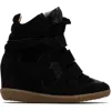 Isabel Marant Leather-trimmed Suede High-top Wedge Sneakers In Multi