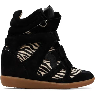 Isabel Marant Black Bekett Sneakers In Bkza Black/zebra