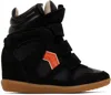 Isabel Marant Round Toe High Top Sneakers In Black/orange