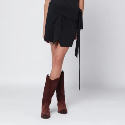 Isabel Marant Asymmetrical Mini Wrap Skirt In Black