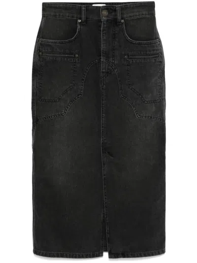 Isabel Marant Black Britt Denim Midi Skirt