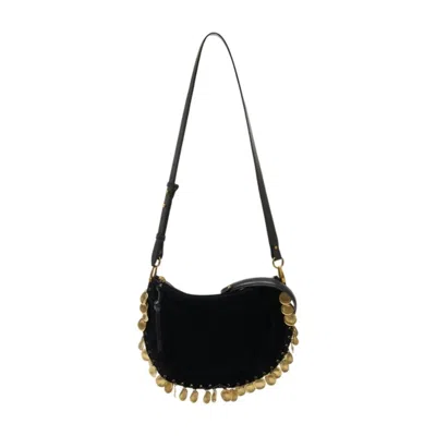 Isabel Marant Black Calf Velvet Leather Shoulder Bag
