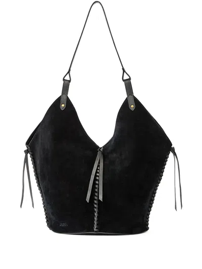 Isabel Marant Black Calf Velvet Shoulder Bags