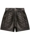 Isabel Marant Candice Mini Shorts In Quilted Leather In Black