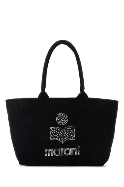 ISABEL MARANT BLACK CANVAS YENKY ZIPPED SHOPPING BAG