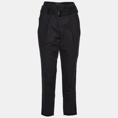 Isabel Marant Black Cotton Belt Detail Tapered Trousers