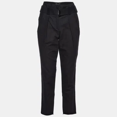 Pre-owned Isabel Marant Black Cotton Belt Detail Tapered Trousers M
