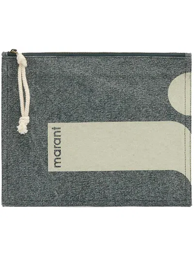 Isabel Marant Black Cotton Clutches Pouch