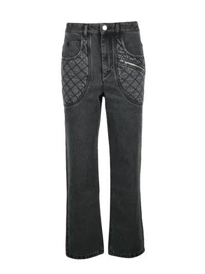 Isabel Marant Black Cotton Straight Jeans In Gray
