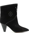 Isabel Marant Loline Suede Ankle Boots With Micro Studs In Black