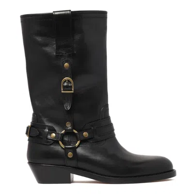 ISABEL MARANT ISABEL MARANT BLACK COW LEATHER BOOTS