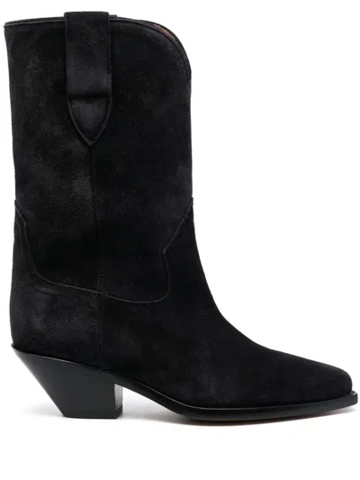 ISABEL MARANT BLACK DAHOPE LEATHER BOOTS