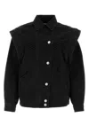 Isabel Marant Structured Black Denim Jacket With Pronounced Shoulders In Black