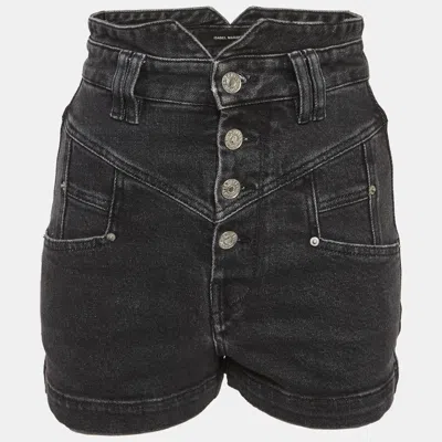 Pre-owned Isabel Marant Black Denim High Waisted Jovany Shorts S