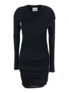 Isabel Marant Black Denise Draped Mini Dress In Animal Print