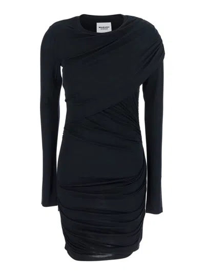 ISABEL MARANT BLACK DENISE DRAPED MINI DRESS