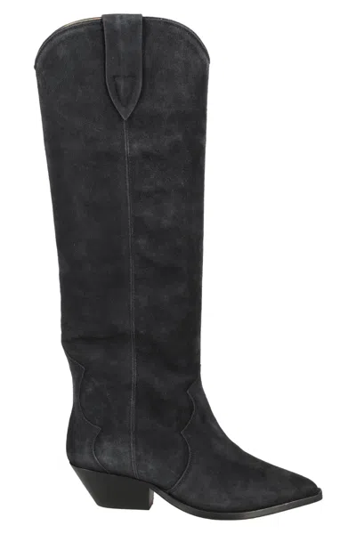 Isabel Marant Black Denvee Gz Pointed-toe Cuban Heel Suede Boots