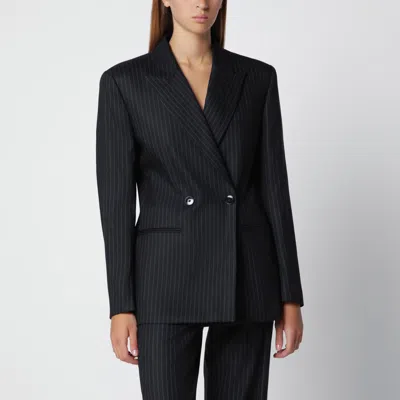 Isabel Marant Pinstripe Tailored Blazer Front Pockets Lapels In Black