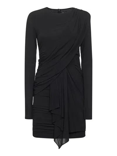 Isabel Marant Black Draped Jersey Georgia Mini Dress