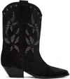Isabel Marant Duerto Studded Suede Cowboy Boots In Fksi Faded Black/sil