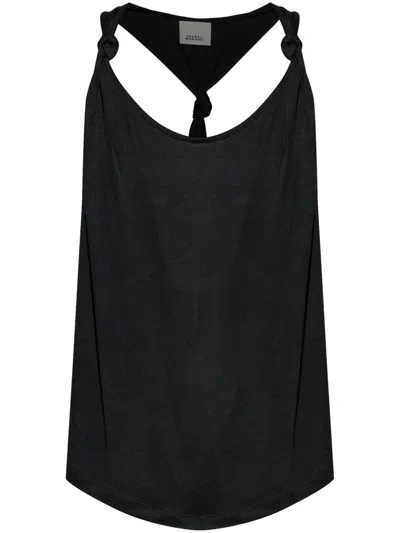ISABEL MARANT BLACK ELODY KNOT-DETAIL TOP