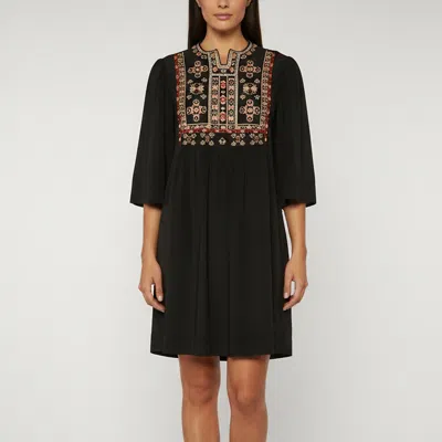 Pre-owned Isabel Marant Black Embroidered Silk Shift Ren Dress S