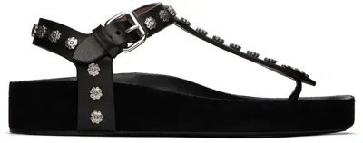 Isabel Marant Black Enore Sandals In Black Silver