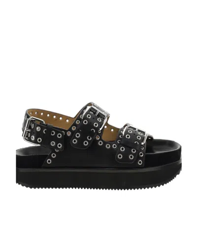 Isabel Marant Black Eyelets Trimmed Sandals