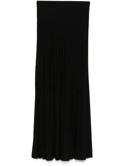 Isabel Marant Black Ezra Long Pleated Knit Skirt