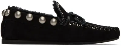 Isabel Marant Fitza Loafers Bow Studs Flat Sole In Black