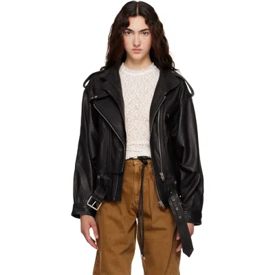 Isabel Marant Black Farza Leather Jacket In 01bk Black