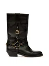 Isabel Marant Knee-high Leather Boots With Buckle Detail In Black