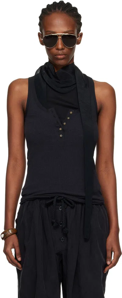 Isabel Marant Black Helma Silk Tank Top In Blue