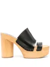 ISABEL MARANT BLACK HYUN 120MM LEATHER PLATFORM CLOGS