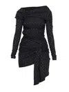 Isabel Marant Asymmetric Polka Dot Off-shoulder Dress In Black