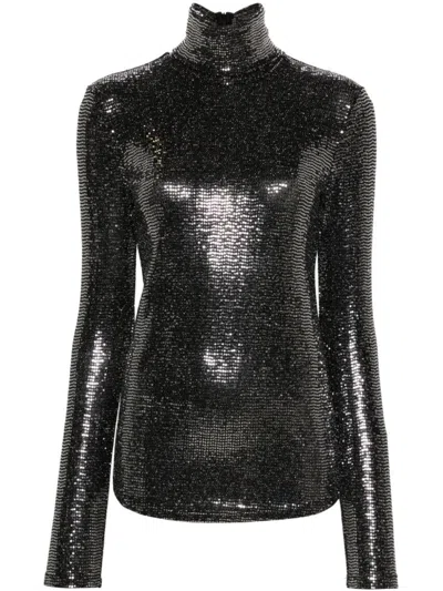 Isabel Marant Black Joyela Shiny High-neck Top