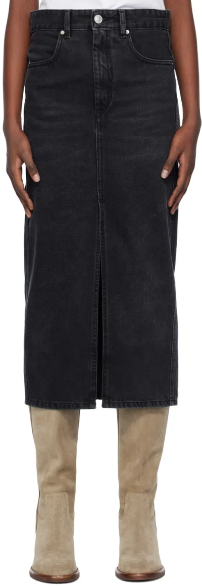 Isabel Marant Black Julicia Denim Midi Skirt In 02fk Faded Black