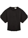 Isabel Marant Curved Hem Cut-out Blouse In Black