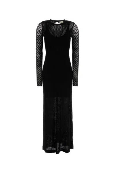 ISABEL MARANT BLACK KNIT AND LACE FLORIE LONG DRESS