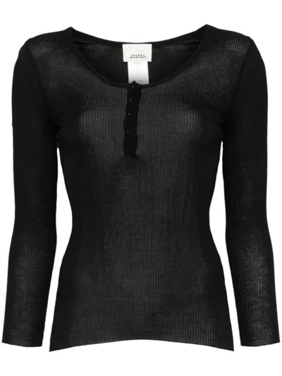 ISABEL MARANT BLACK LAMYLI RIBBED TOP